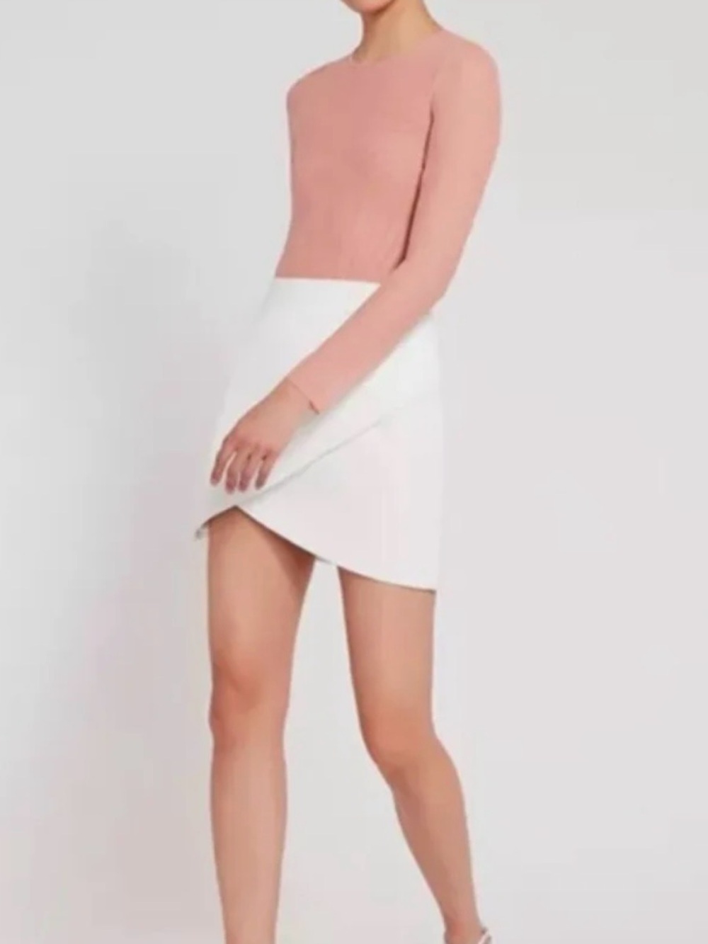 Alice + Olivia Nara Pink Long-Sleeve Sheer Fitted Bodysuit size Medium